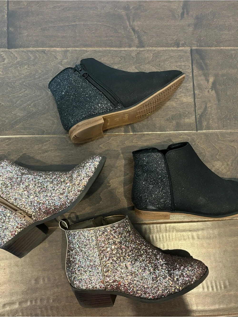 Old Navy Kids Glitter Ankle Boots - Rose and Cat and Jack Ankle Boots- Black